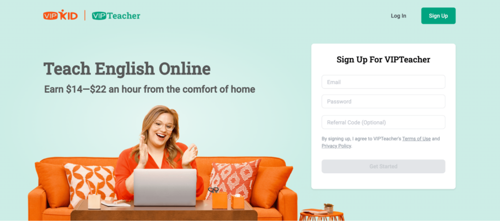 Página de inicio de VIPKid