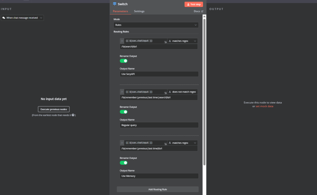 Switch node configuration.