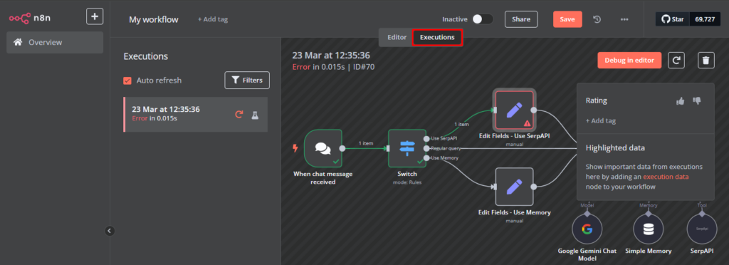 Workflow with an error.
