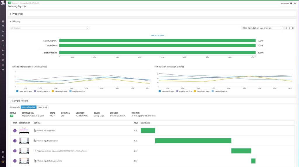 Image displaying Datadog console