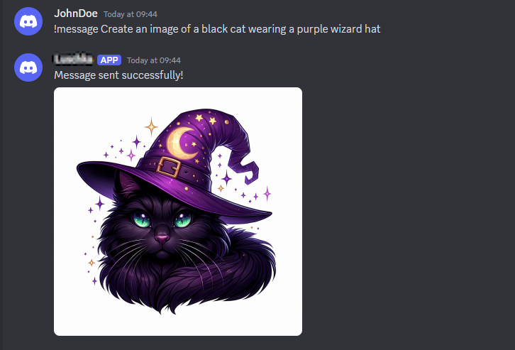 Discord bot image generator giving an output