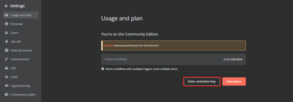 Enter activation key.
