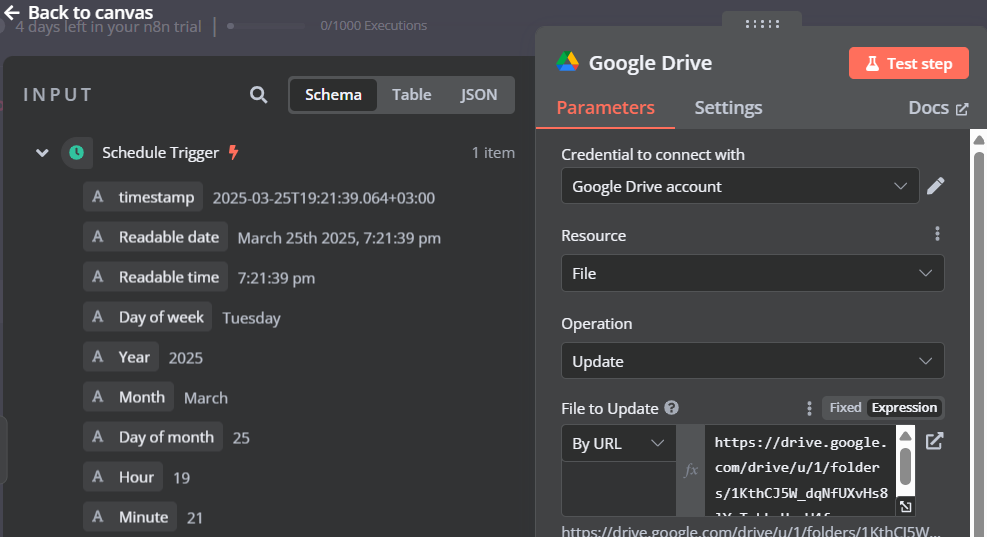 Selecting the folder or files to be retrieved from Google Drive