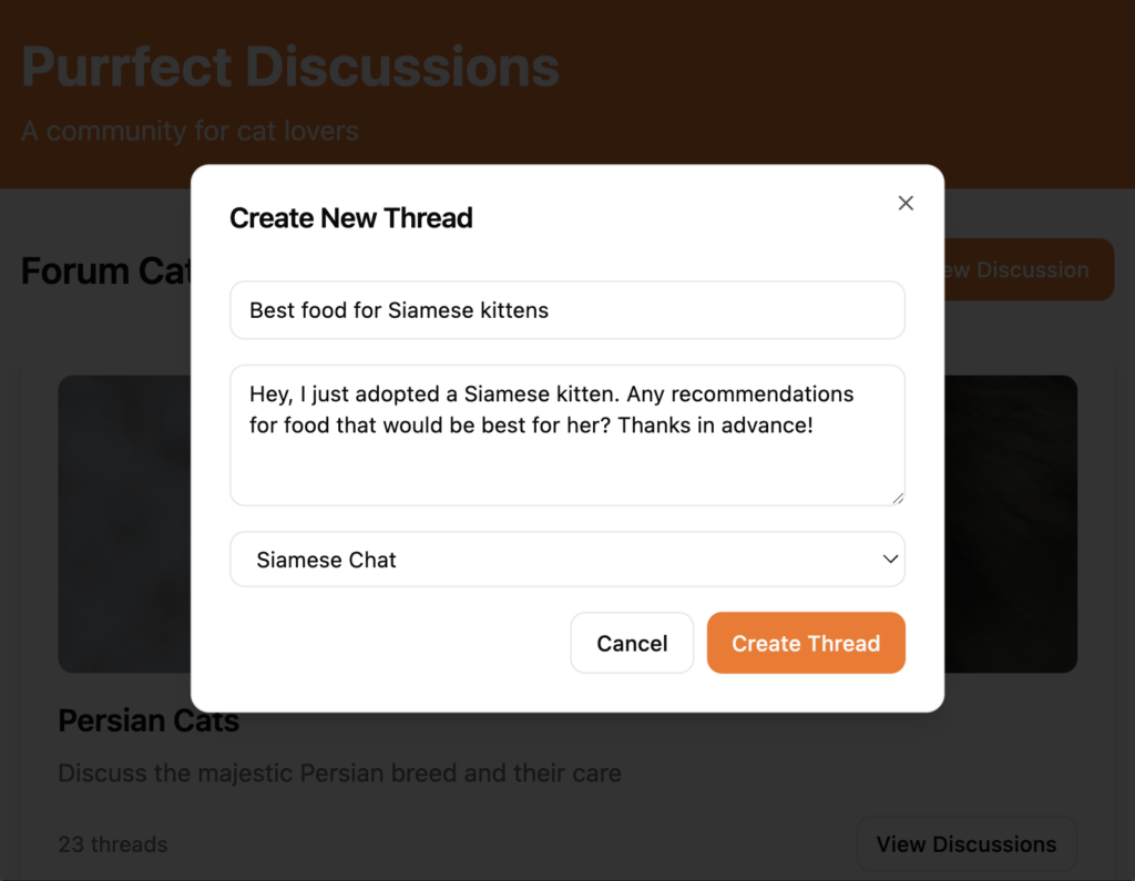 Creating a new thread in my community web app