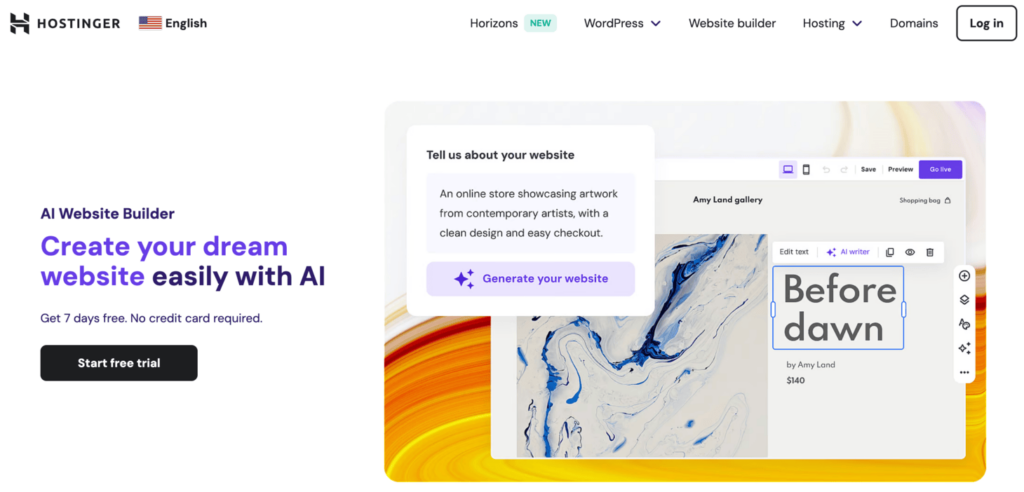 Hostinger Website Builder landing page
