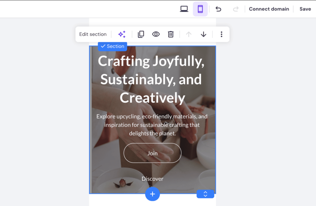 Mobile responsive preview within Hostinger Website Builder
