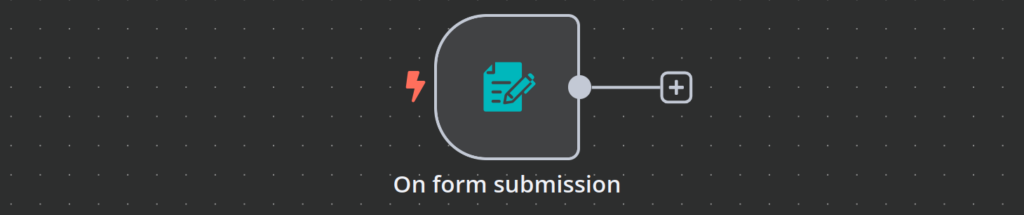 n8n workflow canvas showing "On form submission" trigger node