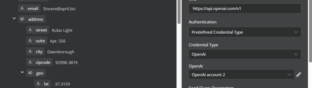 Configuring the OpenAI node with Predefined Credential Type
