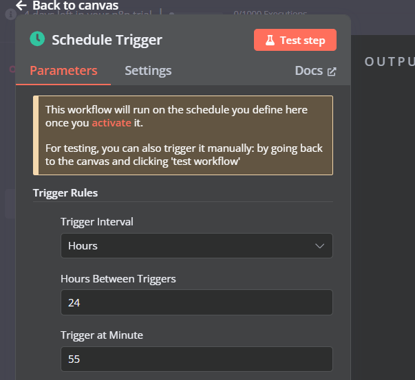 Scheduling the trigger interval to daily