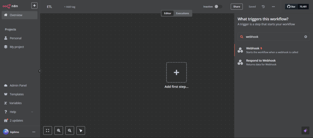 Adding the Webhook trigger to the lead generation workflow
