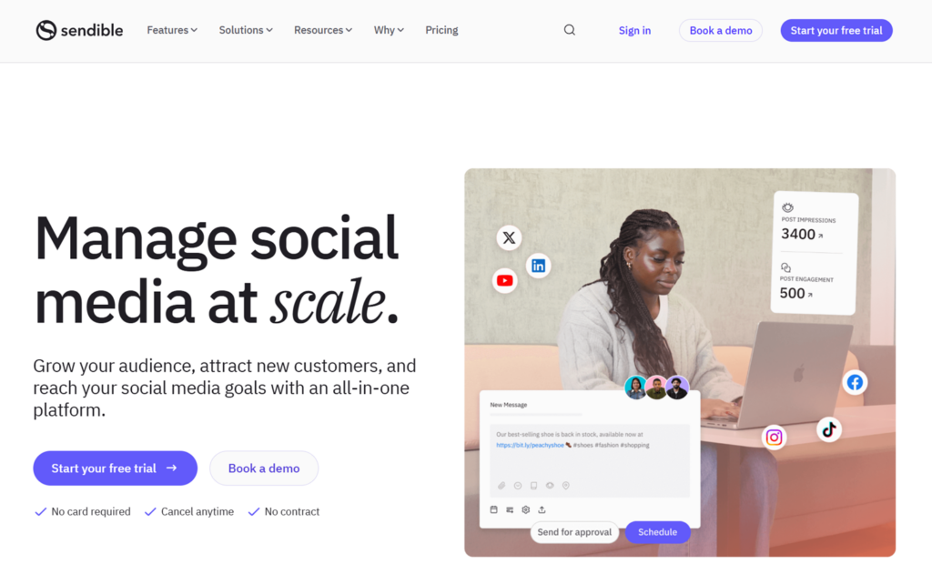 Image of Sendible landing page
