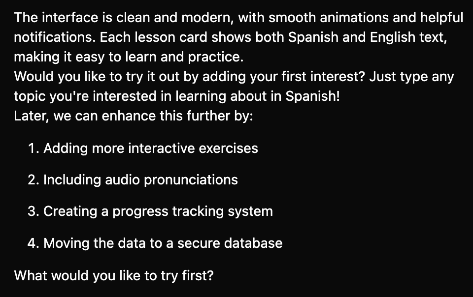 Chat box response within Hostinger Horizons