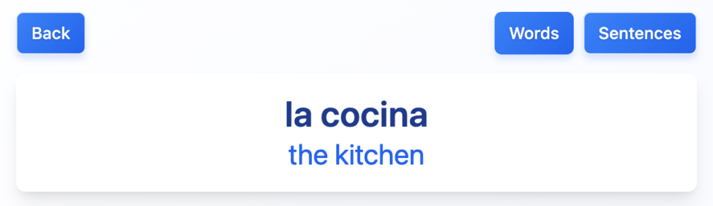 Language learning web app preview with less whitespace