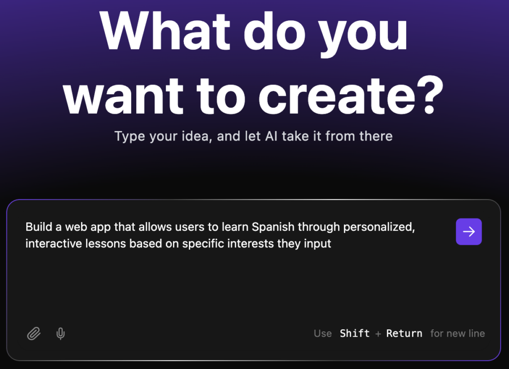 Start page of Hostinger Horizons