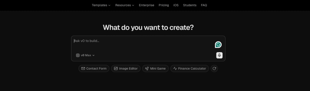 Homepage of v0