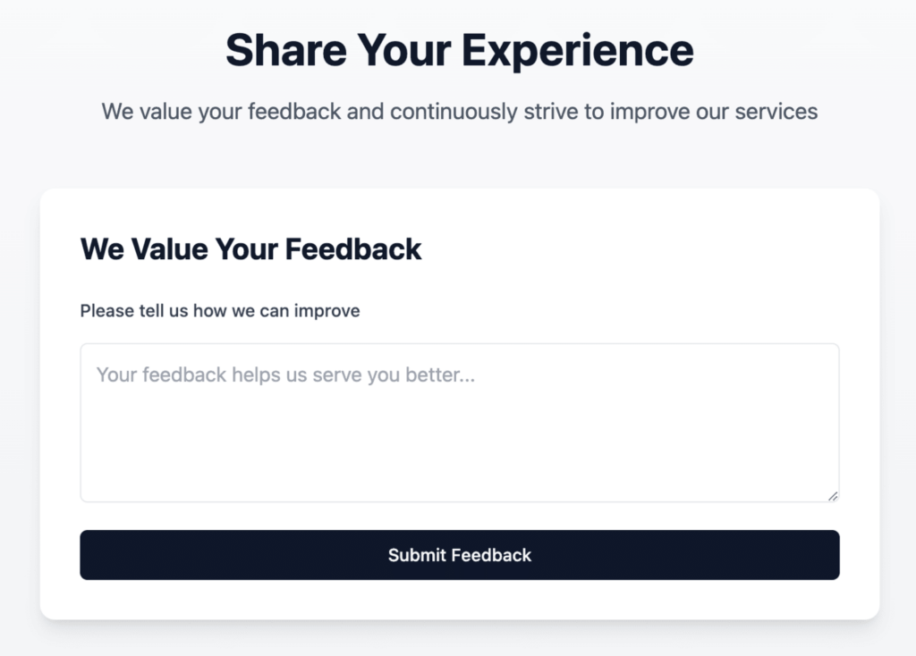 Feedback form after a negative rating