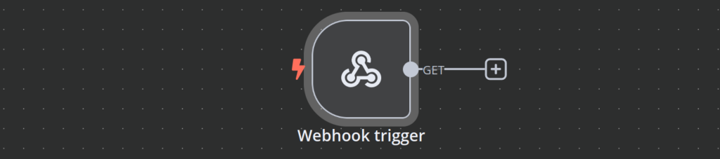n8n workflow canvas showing a webhook trigger node