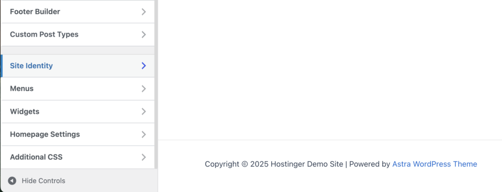 Showing the Site Identity tab.