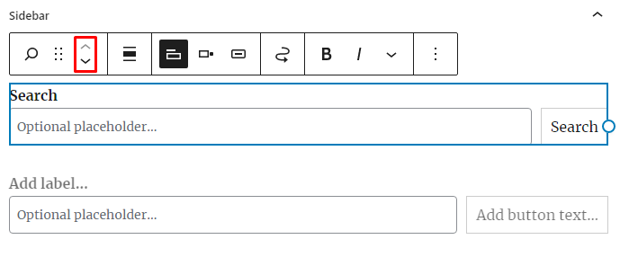 A sidebar interface featuring a search box, text input, and various formatting options.