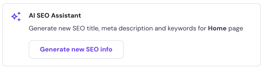 AI SEO Assistant within Hostinger Website Builder