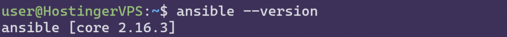 Printing out Ansible version using a terminal.