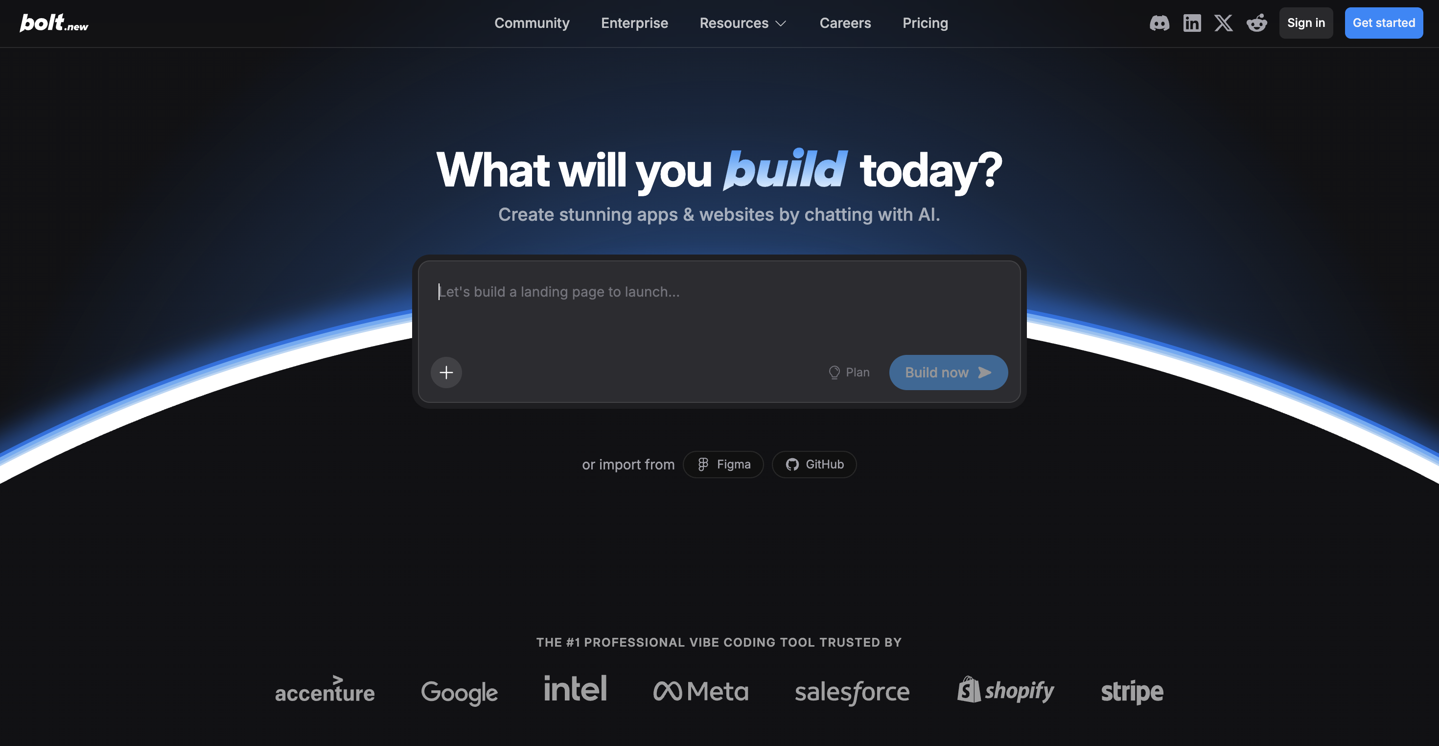 Bolt.new's homepage