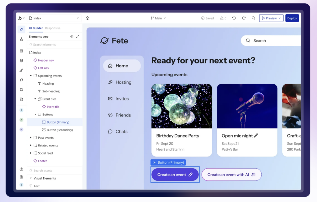 Bubble.io's interface