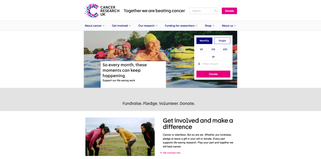 Cancer Research UK homepage