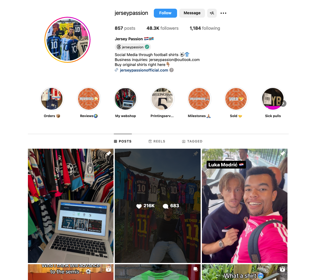 Jersey Passion's Instagram page