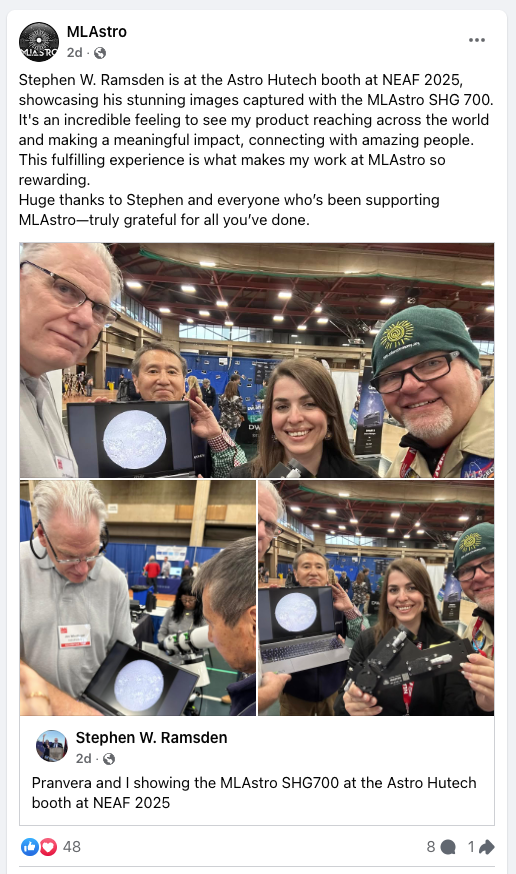 A Facebook post by MLAstro, promoting user-generated content