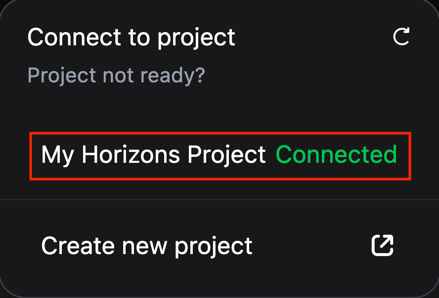 Supabase project connection status in Hostinger Horizons