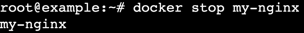 Terminal running docker stop my-nginx to stop the container