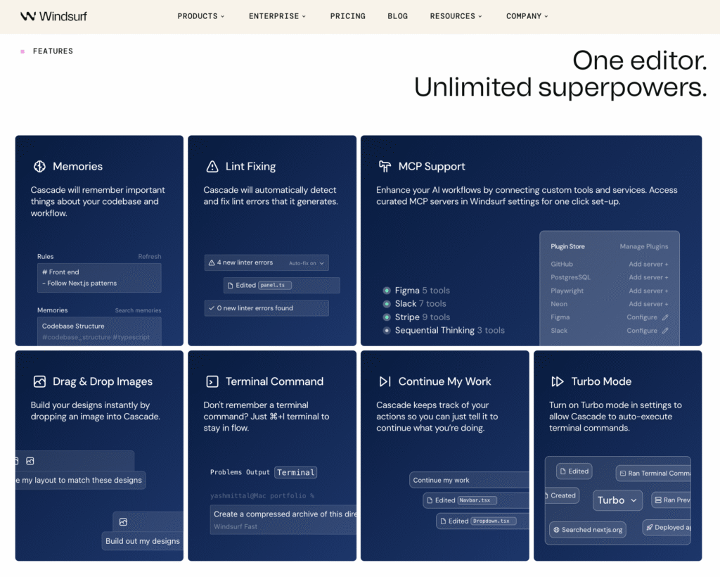 Windsurf's homepage