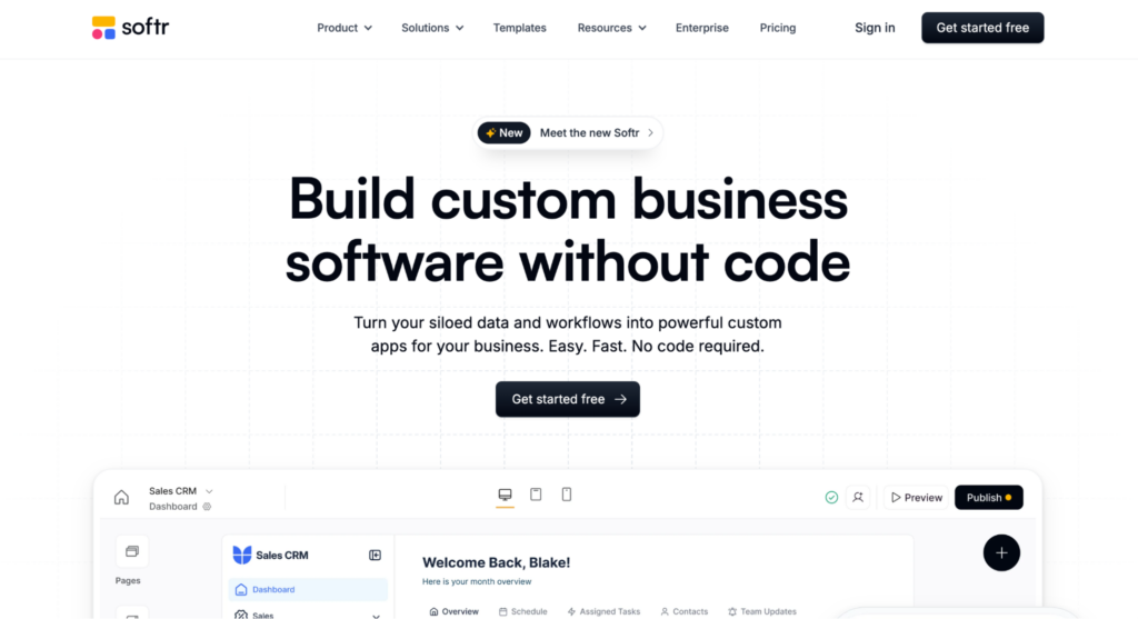 Softr landing page