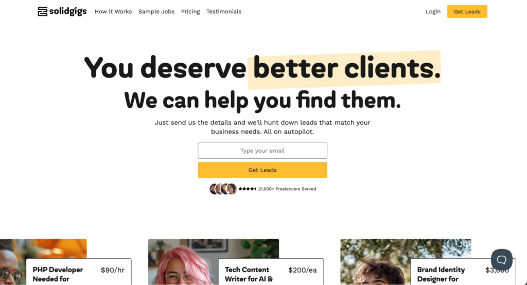 SolidGigs homepage