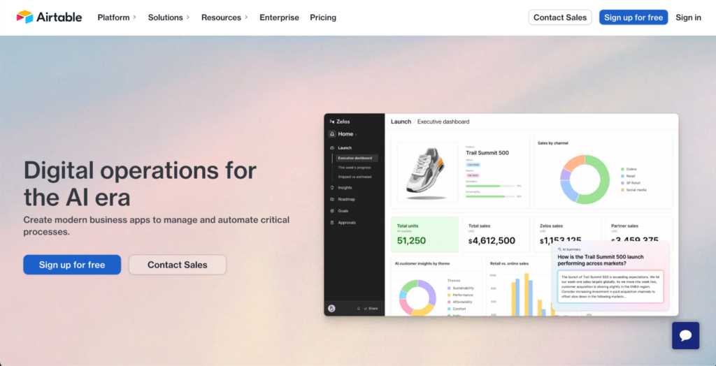 Airtable landing page