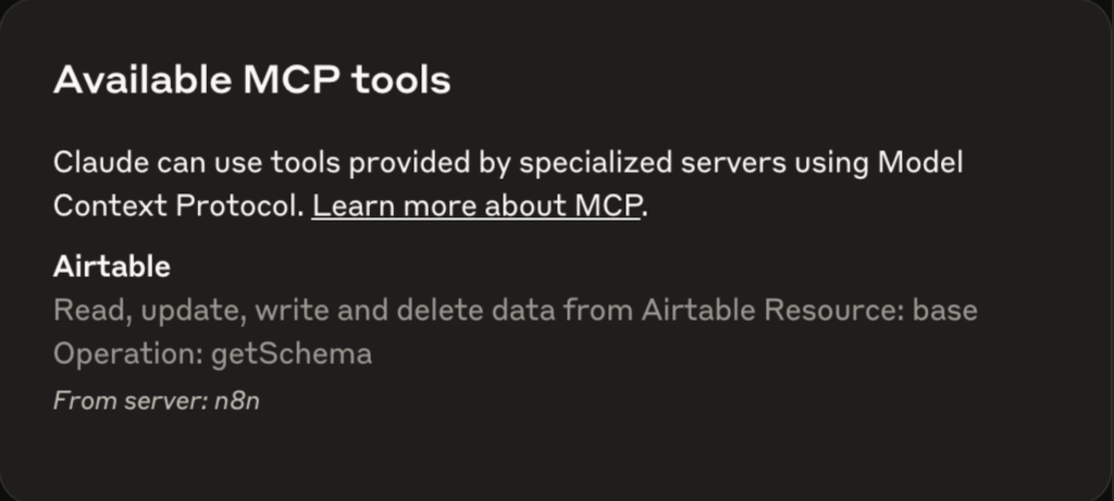 Airtable MCP tools in Claude