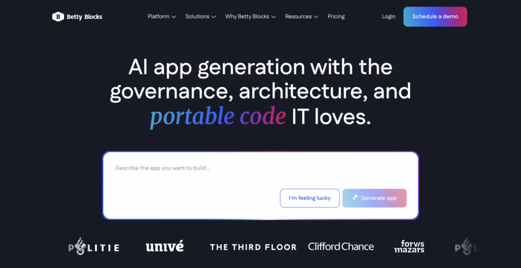 Betty Blocks' home page