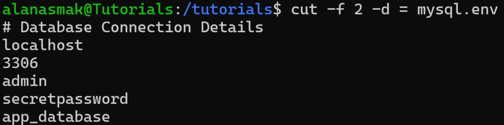 Example of the cut command's behaviour when using a delimiter on a file where lines may not contain it.