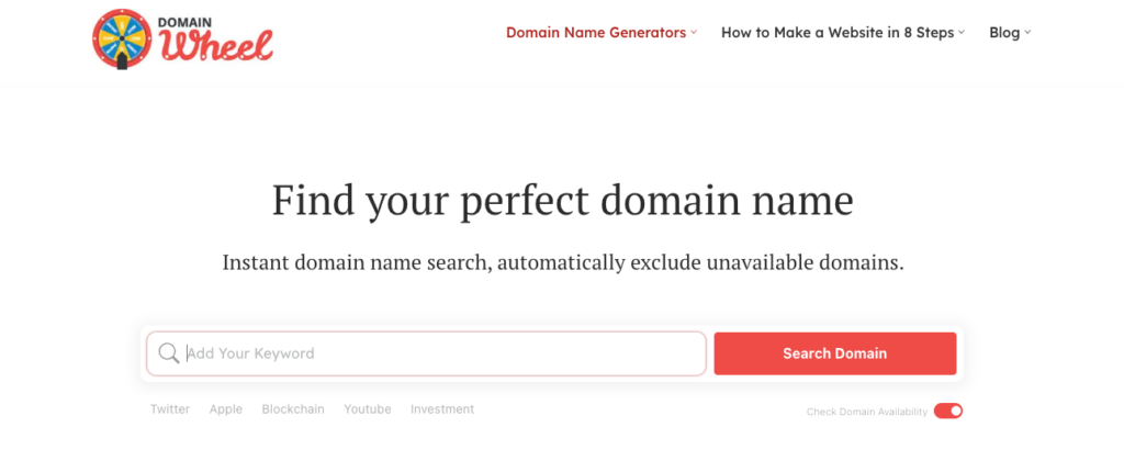 Doman Wheel domain name search tool