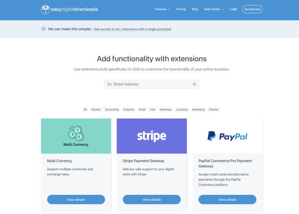 Easy Digital Downloads' official extension library