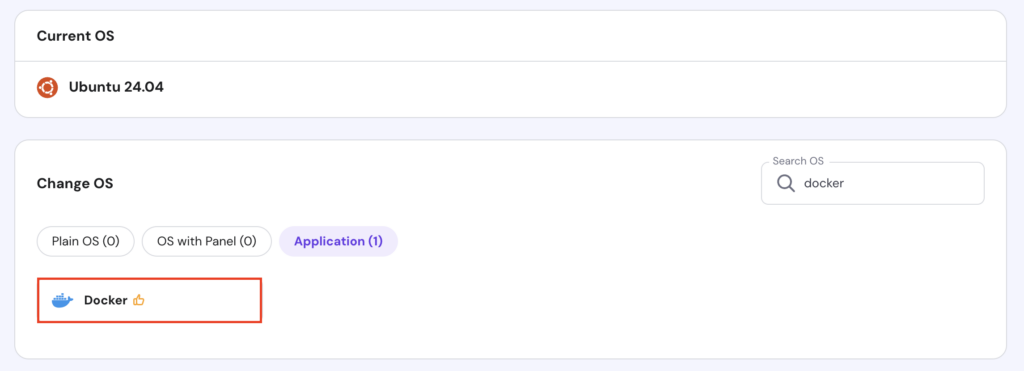 The Docker template in hPanel's VPS