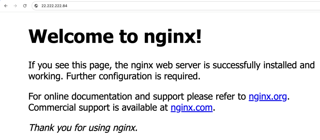 The NGINX welcome page in a browser