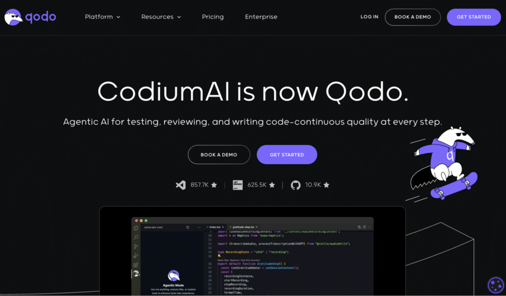 Homepage of Qodo