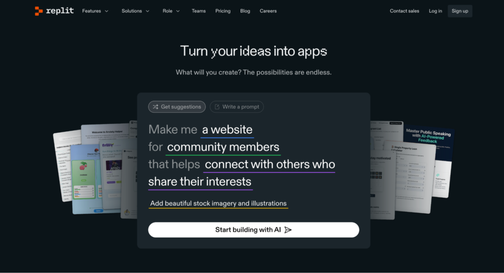 Replit landing page