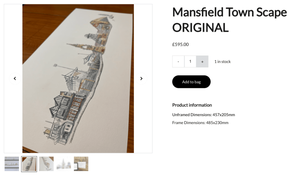 Product page of Sam Edwards Art