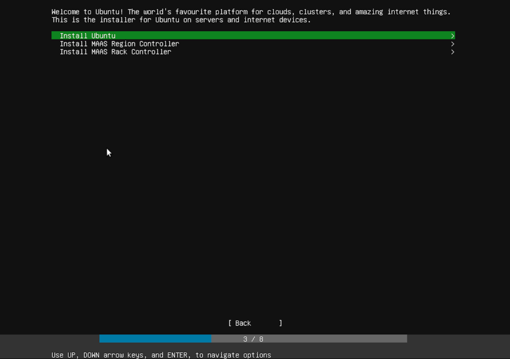 Image displaying Ubuntu Server installer on version selector