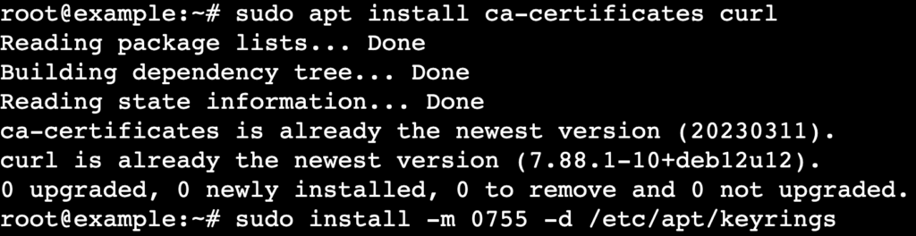 A terminal output after installing required tools and creating a keyring directory