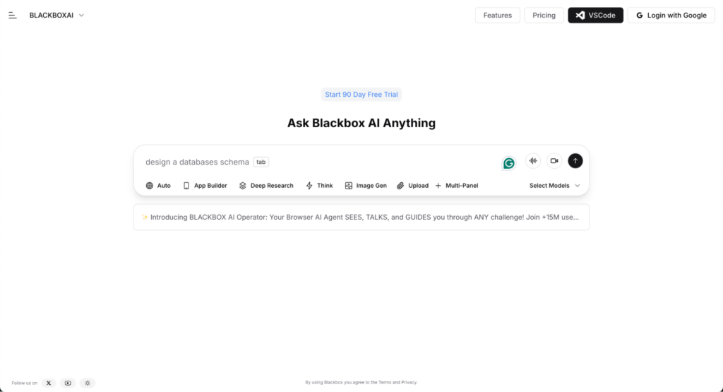 Blackbox AI landing page