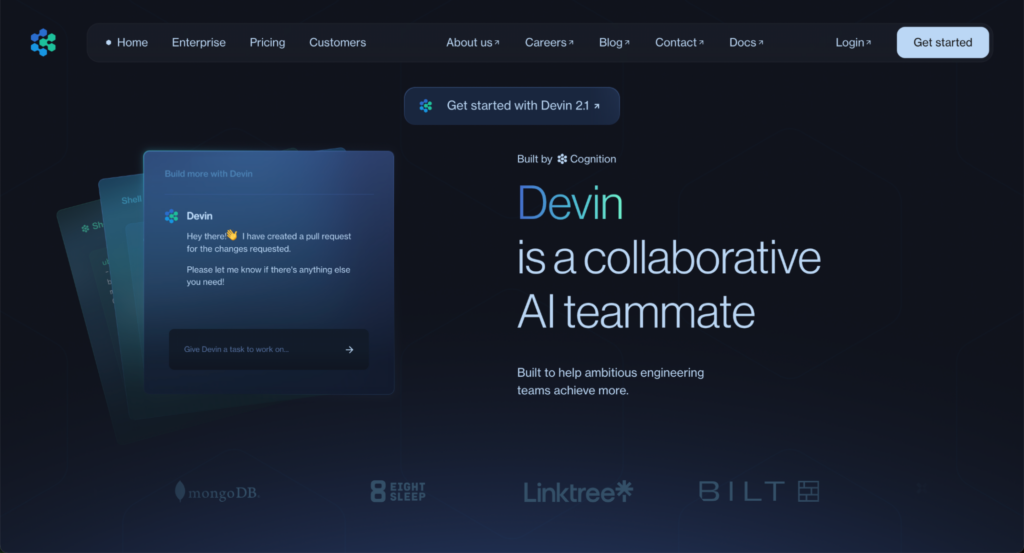 Devin AI homepage